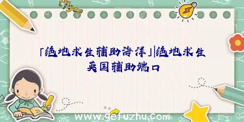 「绝地求生辅助海洋」|绝地求生英国辅助端口